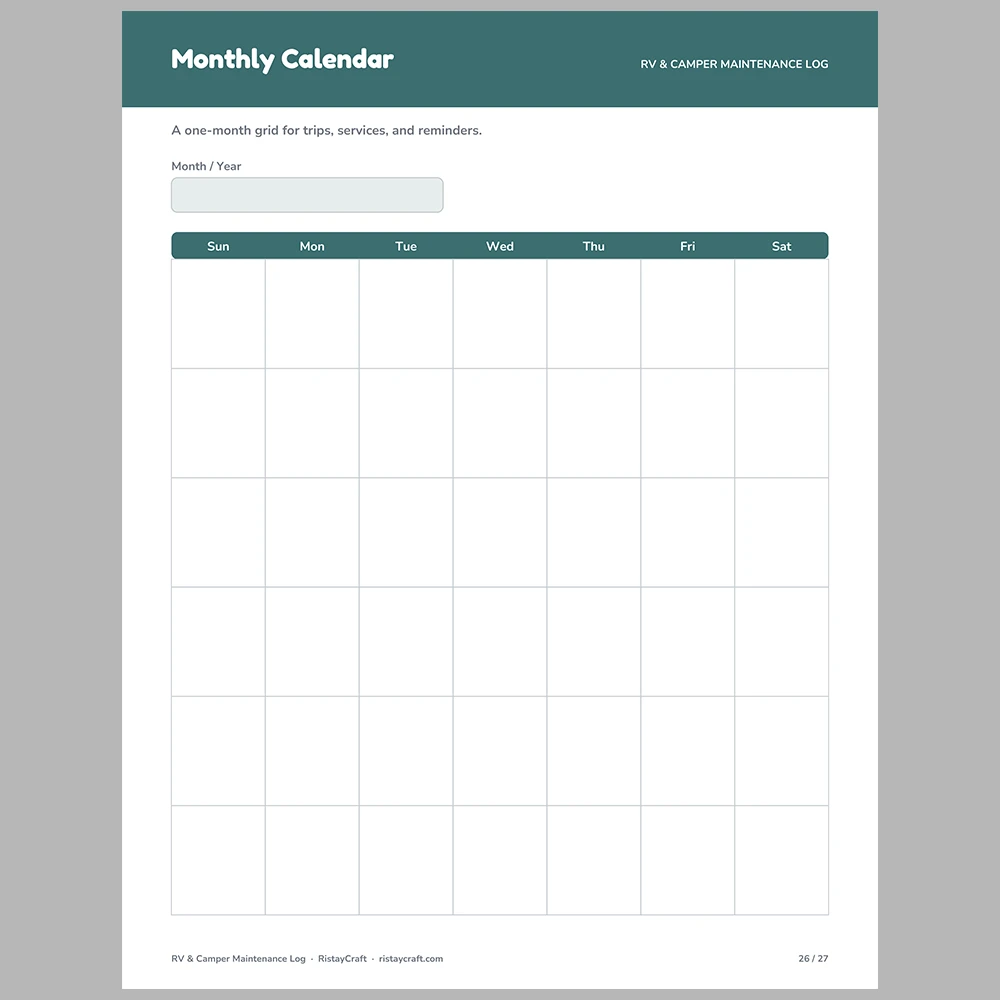 RV Maintenance Log Printable | Camper Trip Planner | Campsite Log & Checklists | RV Binder PDF | Travel Trailer Organizer Instant Download