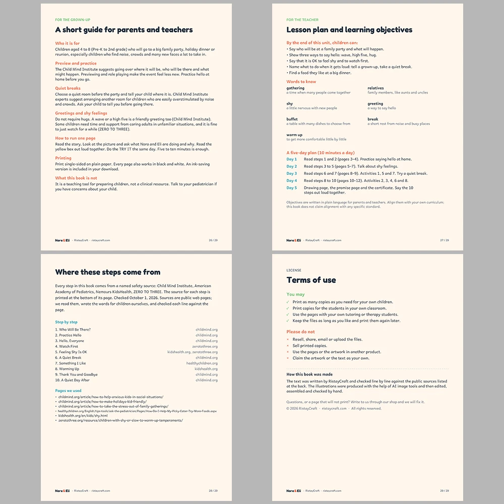 Big Family Gatherings Social Narrative for Kids | 29-Page Printable Big Moment Story Ages 4–8 | Family Party Shy Feelings Activities