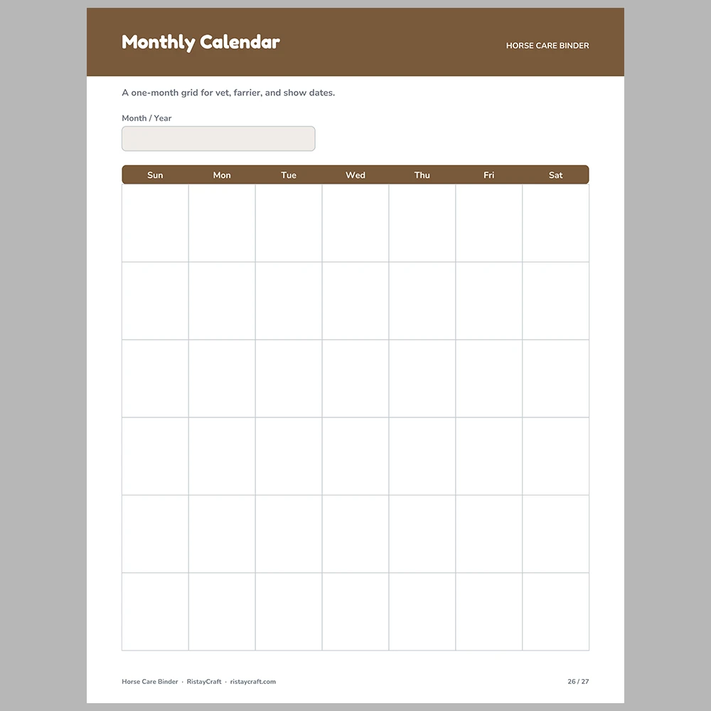 Horse Care Binder Printable | Horse Health Record Log | Farrier & Vaccination Tracker | Equine Planner PDF | Instant Download