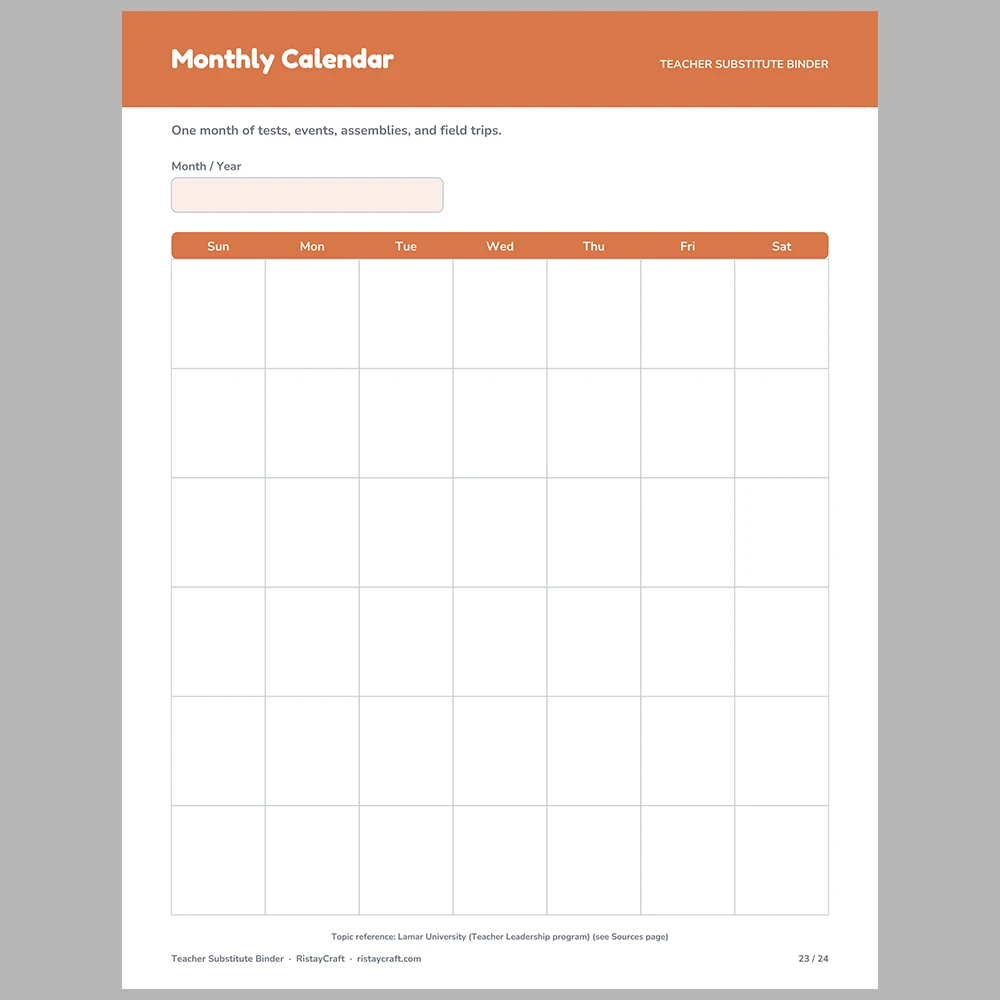 Substitute Teacher Binder Printable | Sub Plans Template | Classroom Roster, Schedule, Emergency Info | K-8 Fillable PDF Instant Download