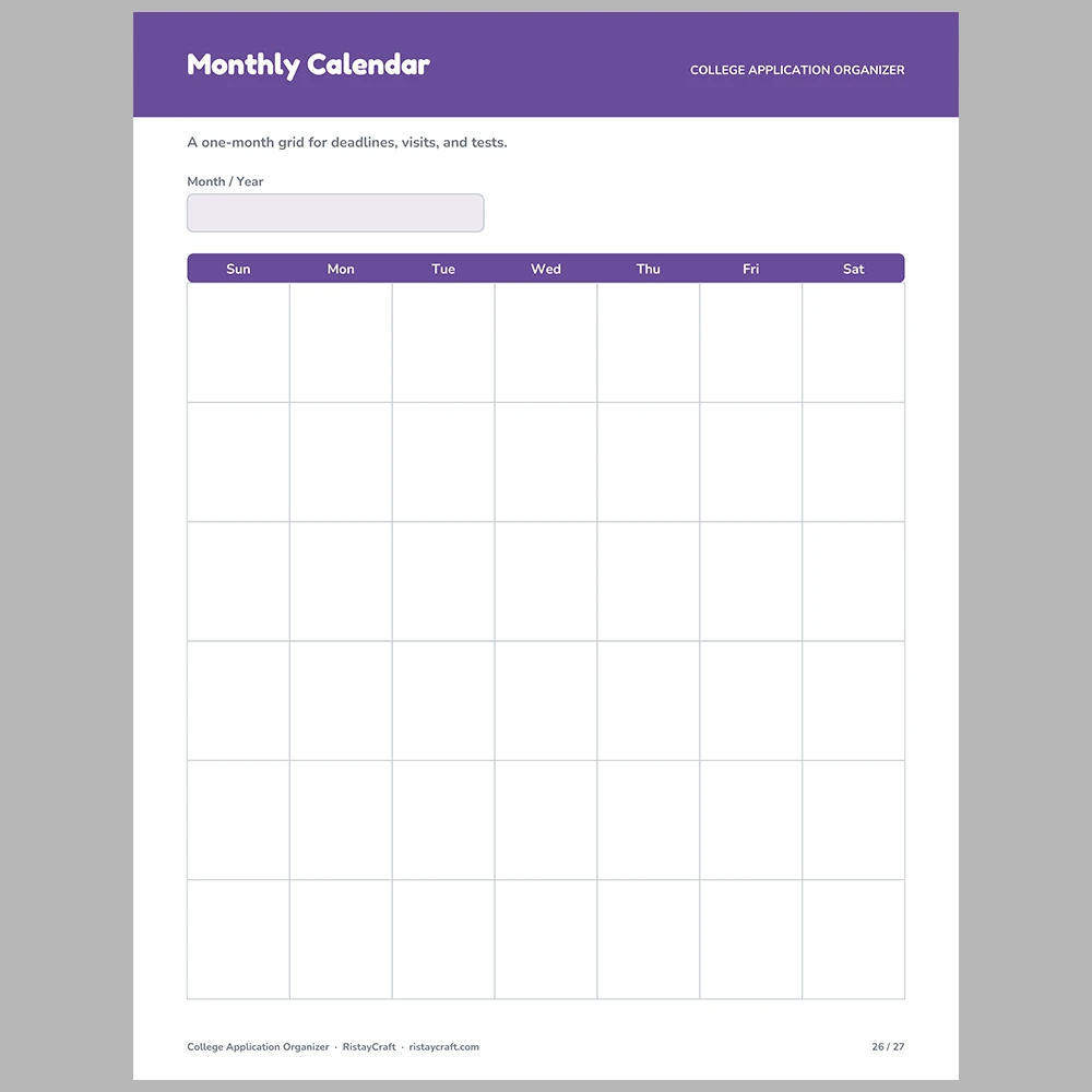 College Application Organizer Printable | College Planner, Deadlines, Essay & Recommendation Tracker | Instant Download PDF