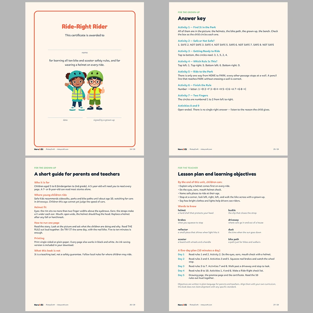 5 Kids Safety Printable Books Bundle | Out and About Pack Ages 5–8 | Stories Activities | Instant Download