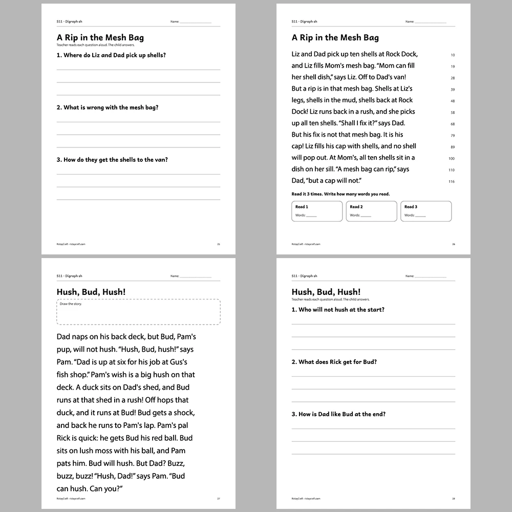 Digraph sh Decodable Readers | 8 Stories 38 Pages | Phonics Printable PDF | Ages 5-6