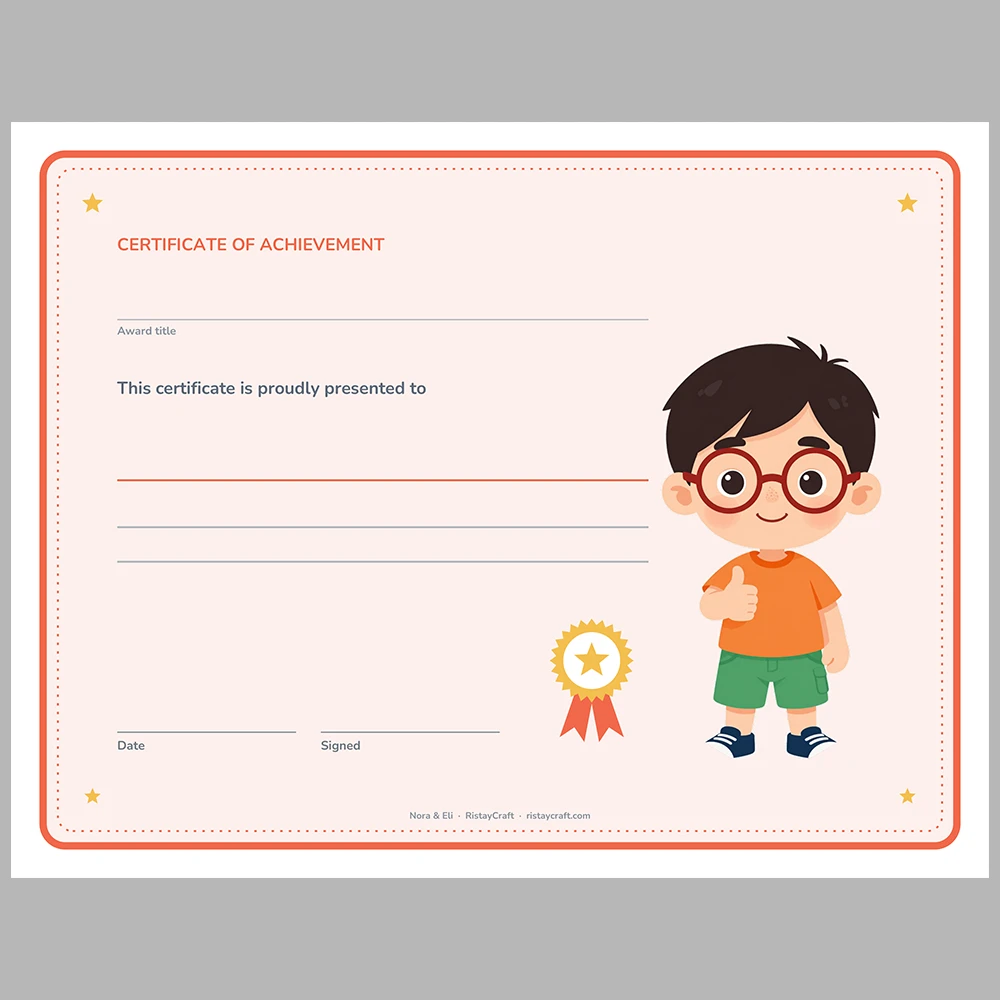 Kids Award Certificates Printable | 22 Student Certificates, Fillable Name | Classroom Rewards & Behavior Awards | Nora & Eli PDF