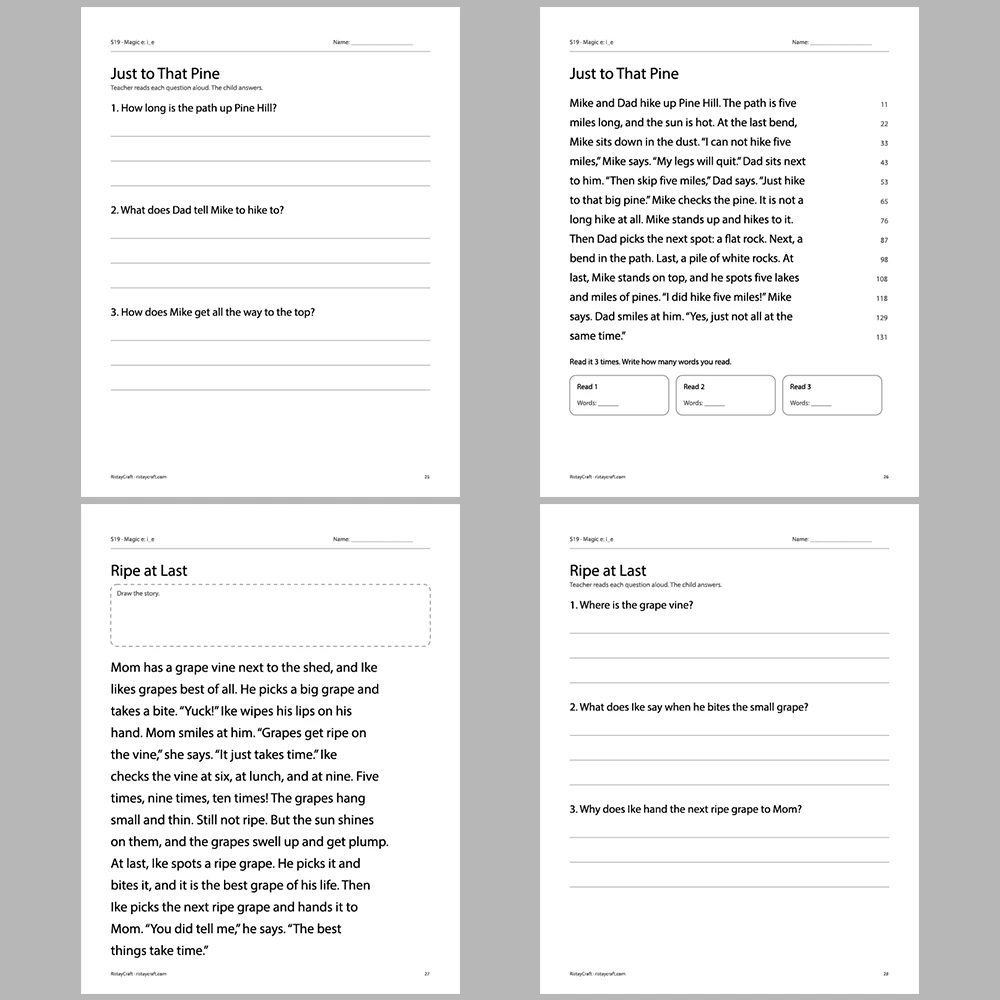 Magic e: i_e Decodable Readers | 10 Stories 44 Pages | Phonics Printable PDF | Ages 5-7