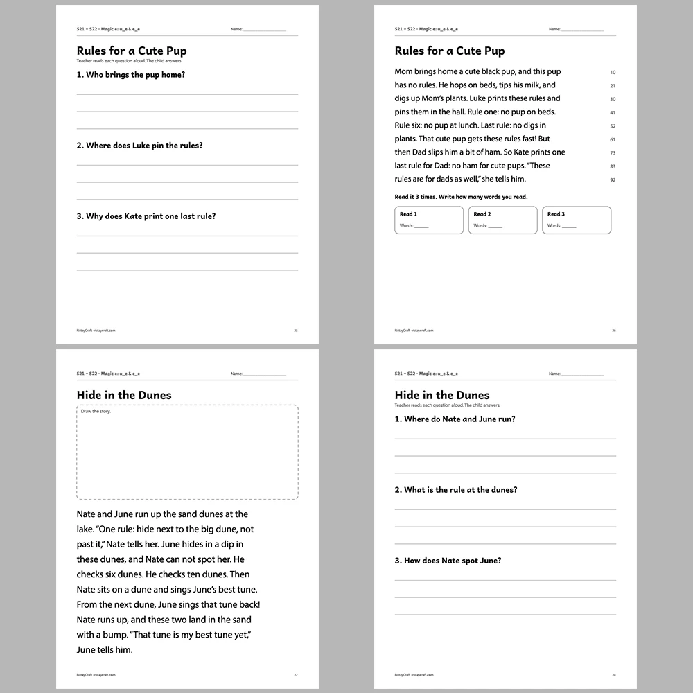 Magic e: u_e & e_e Decodable Readers | 10 Stories 44 Pages | Phonics Printable PDF | Ages 5-7