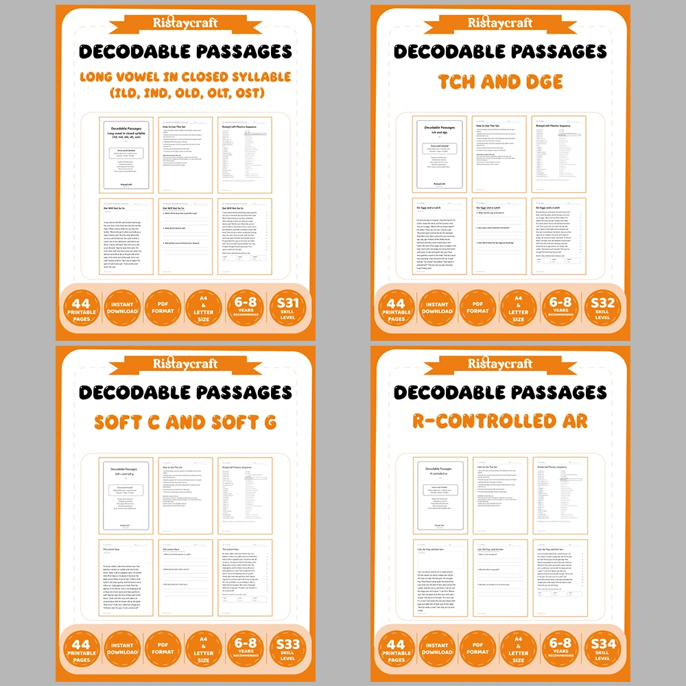 Decodable Readers Complete Set: All 51 Packs | 51 Phonics Packs, 484 Stories | Printable PDF