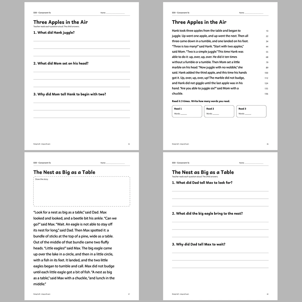 Consonant-le Decodable Readers | 10 Stories 44 Pages | Phonics Printable PDF | Ages 6-9