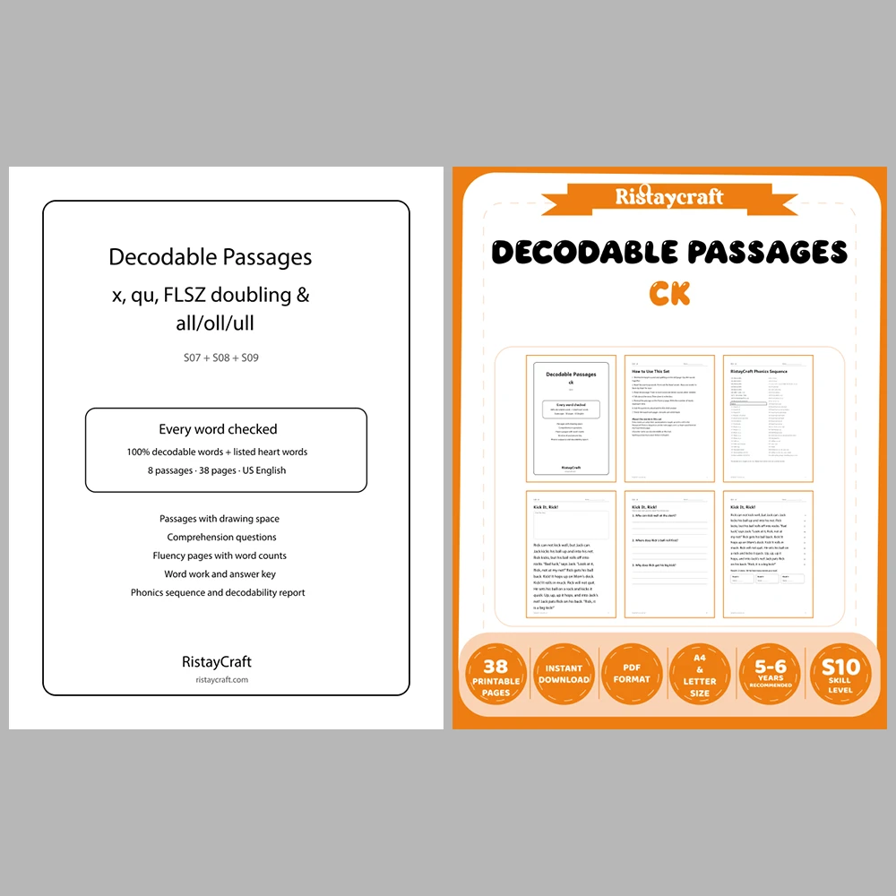 Decodable Readers Bundle 1: Beginning Phonics | 10 Phonics Packs, 80 Stories | Printable PDF
