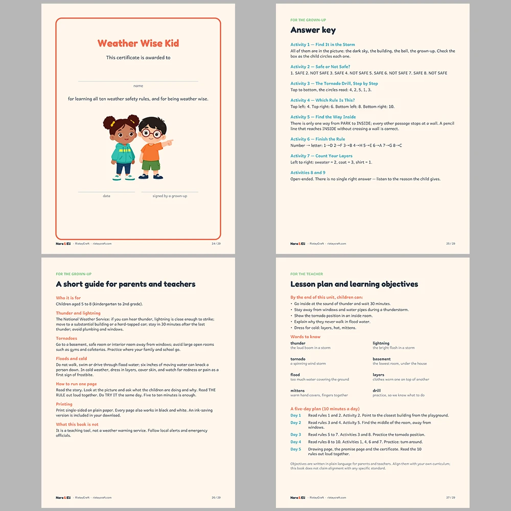5 Kids Safety Printable Books Bundle | Ready for Anything Pack Ages 5–8 | Stories Activities | Instant Download