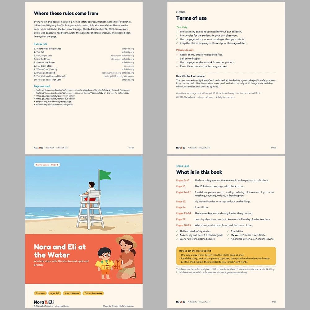 5 Kids Safety Printable Books Bundle | Safety Starter Pack Ages 5–8 | Stories Activities | Instant Download