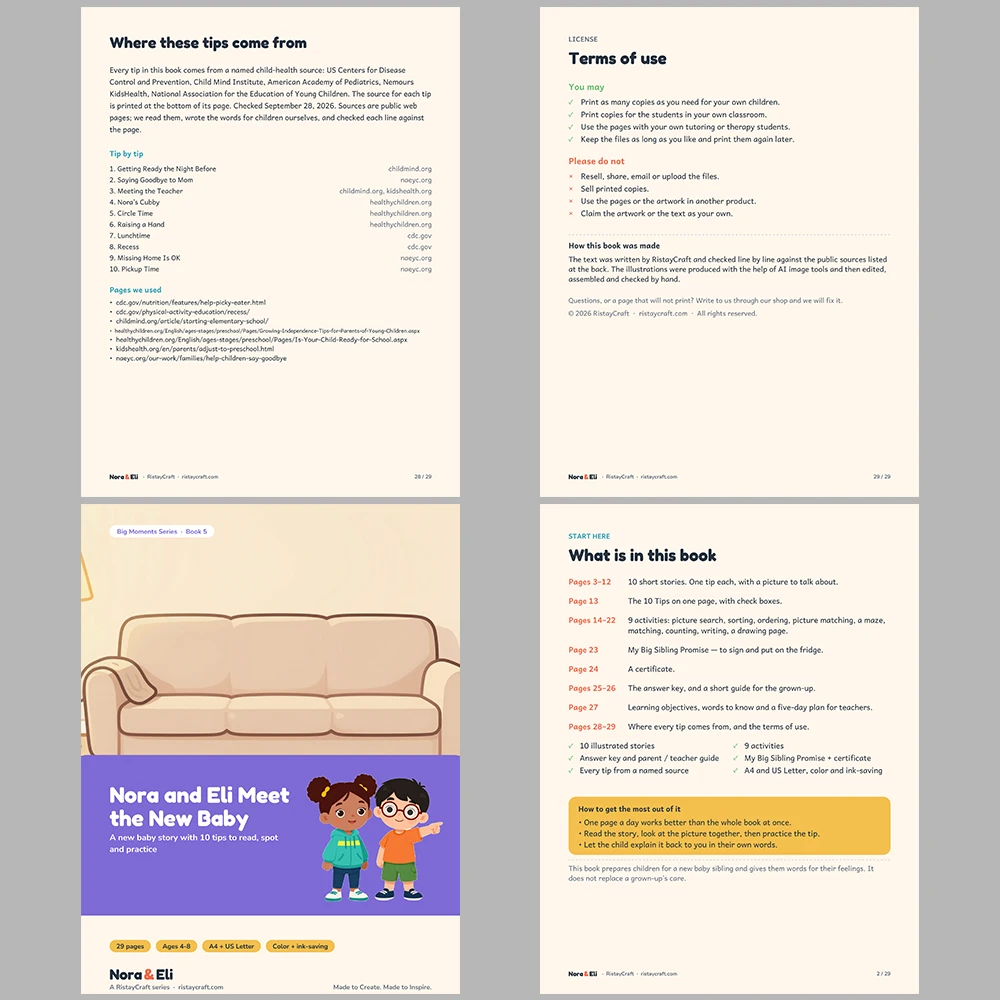 5 Social Narrative Books Bundle for Kids | Changes and Feelings Pack Ages 4–8 | Printable Big Moment Stories Activities