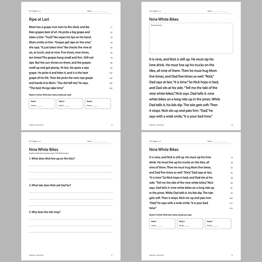 Magic e: i_e Decodable Readers | 10 Stories 44 Pages | Phonics Printable PDF | Ages 5-7