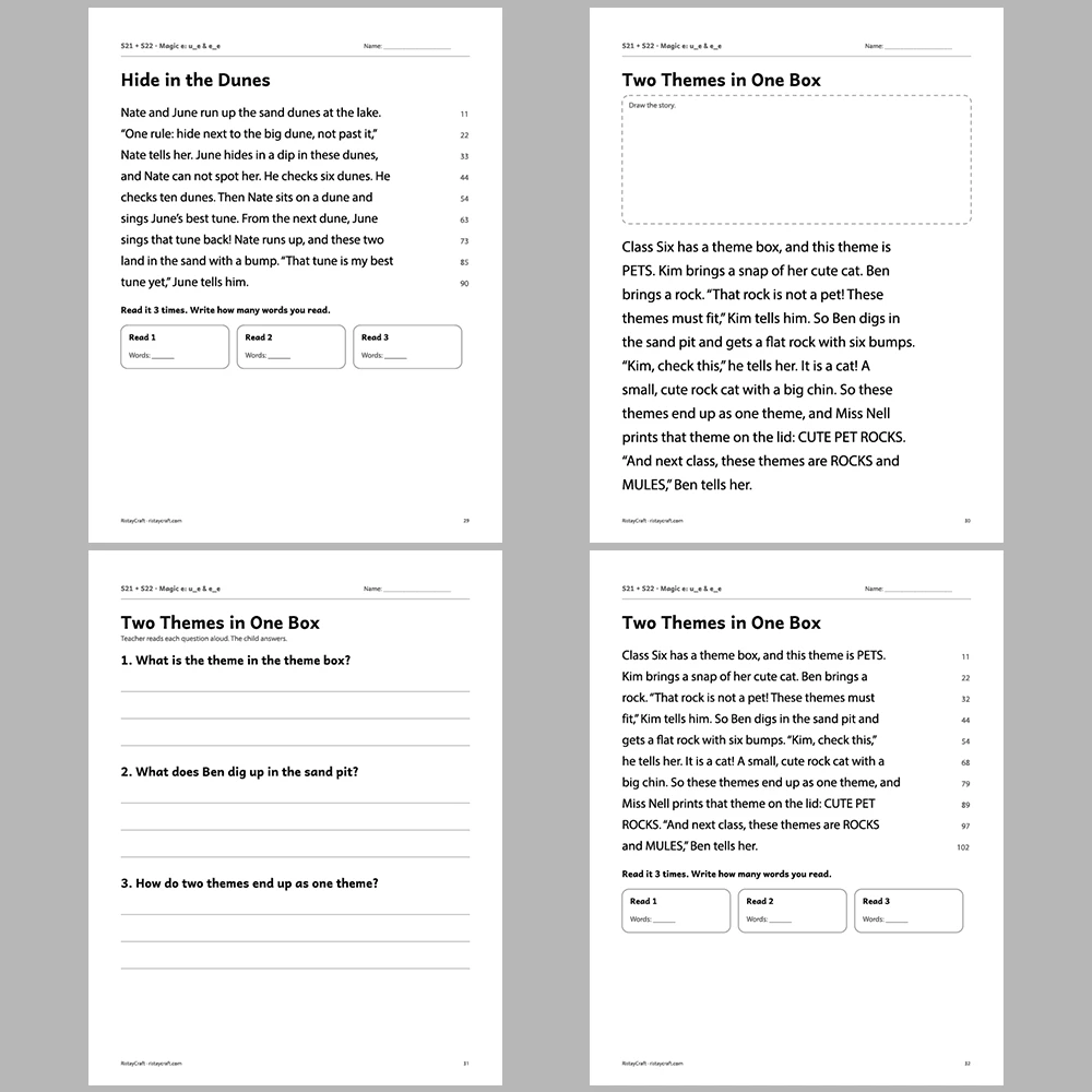 Magic e: u_e & e_e Decodable Readers | 10 Stories 44 Pages | Phonics Printable PDF | Ages 5-7