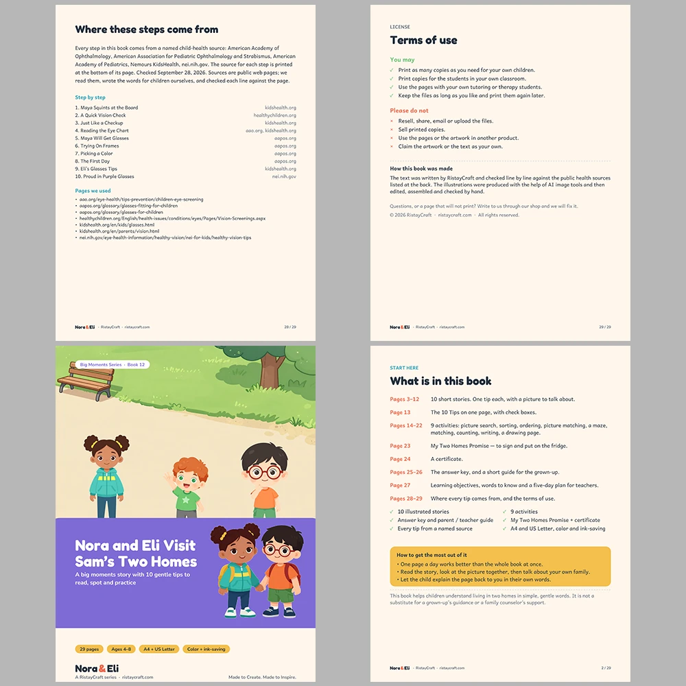 5 Social Narrative Books Bundle for Kids | Families and Friends Pack Ages 4–8 | Printable Big Moment Stories Activities