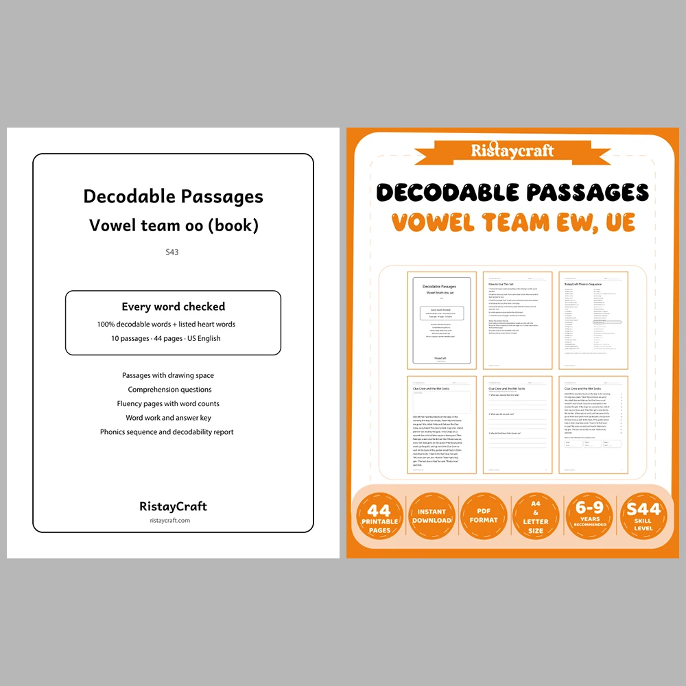 Decodable Readers Bundle 4: Vowel Teams | 10 Phonics Packs, 100 Stories | Printable PDF