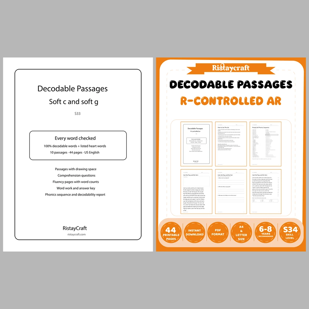 Decodable Readers Bundle 3: Syllables and R-Controlled Vowels | 10 Phonics Packs, 100 Stories | Printable PDF