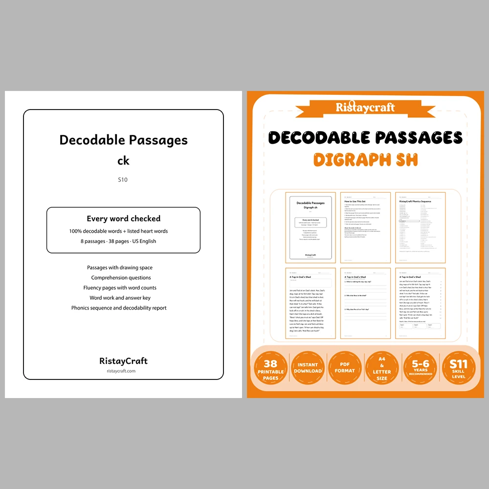 Decodable Readers Bundle 1: Beginning Phonics | 10 Phonics Packs, 80 Stories | Printable PDF