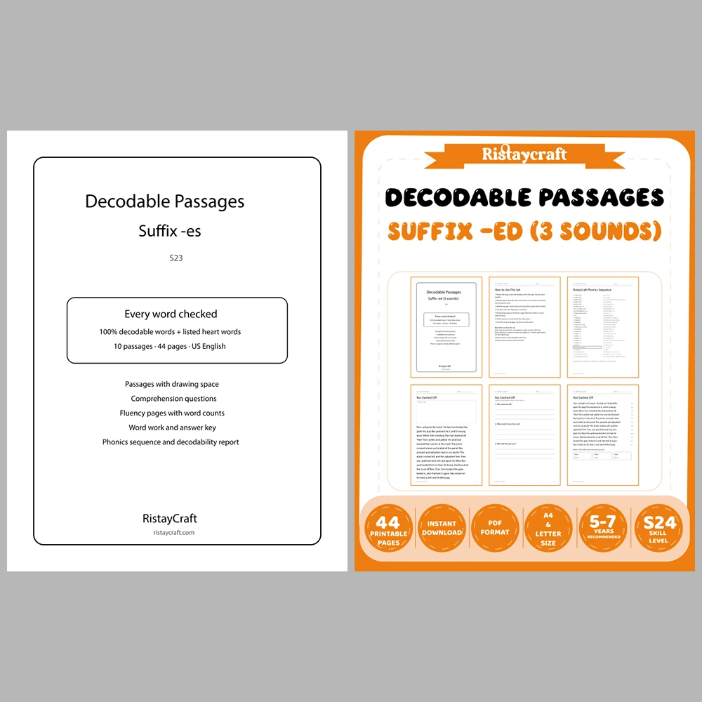 Decodable Readers Bundle 2: Blends and Magic E | 10 Phonics Packs, 94 Stories | Printable PDF