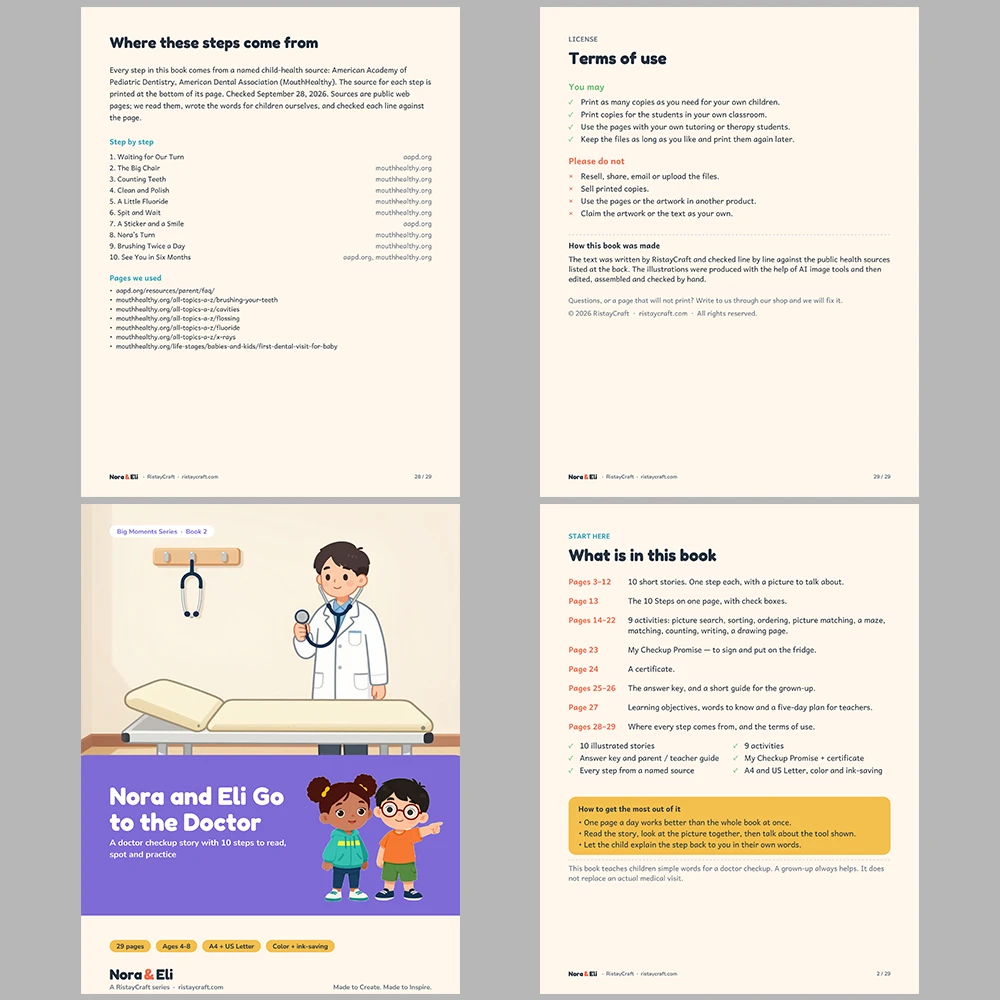 5 Social Narrative Books Bundle for Kids | Visits and Routines Pack Ages 4–8 | Printable Big Moment Stories Activities