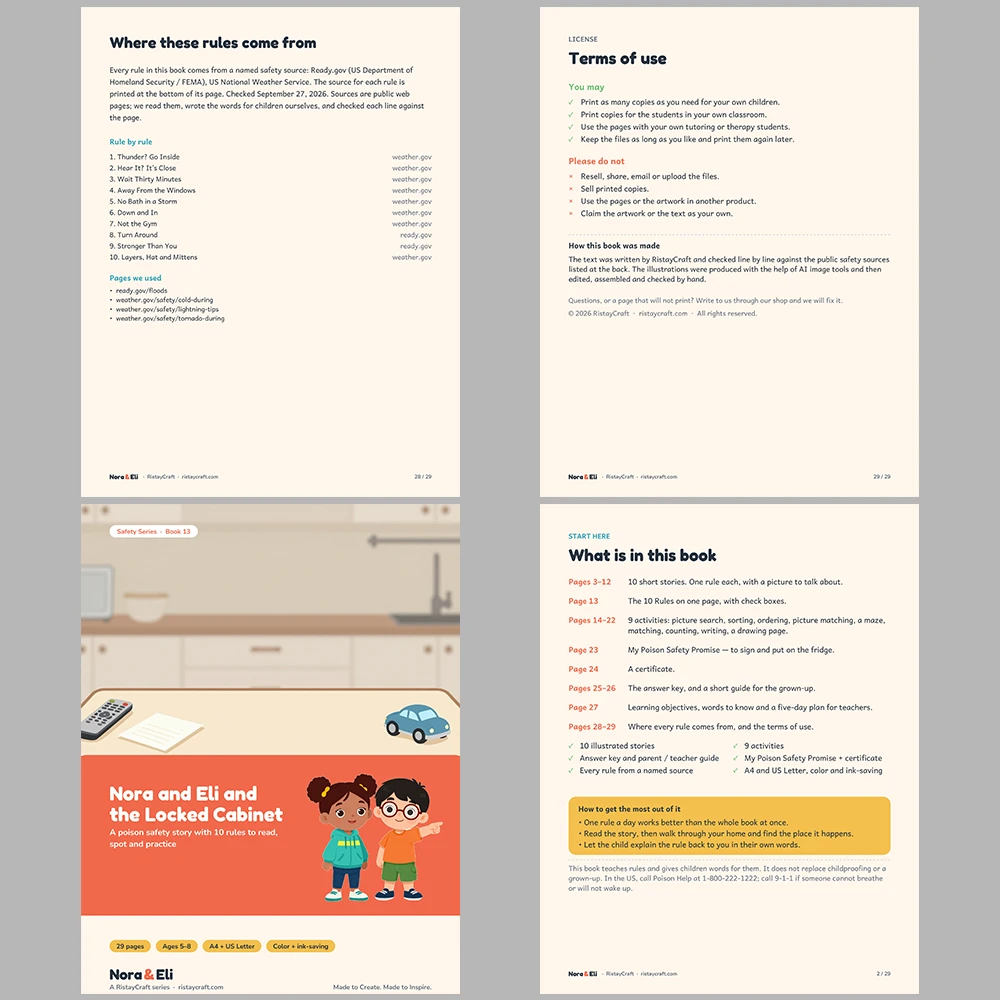 5 Kids Safety Printable Books Bundle | Ready for Anything Pack Ages 5–8 | Stories Activities | Instant Download