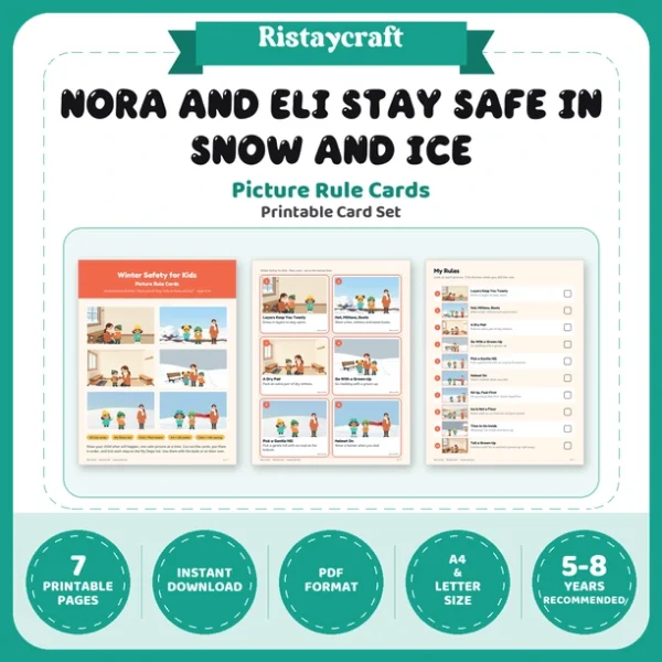 Winter Safety for Kids Picture Rule Cards | Printable Visual Sequence Cards for Kids Ages 5–8 | Safety Rules Companion