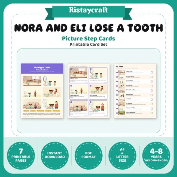 My Wiggly Tooth Picture Step Cards | Printable Visual Sequence Cards for Kids Ages 4–8 | Social Narrative Companion