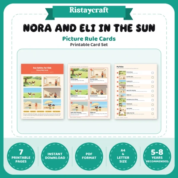 Sun Safety for Kids Picture Rule Cards | Printable Visual Sequence Cards for Kids Ages 5–8 | Safety Rules Companion