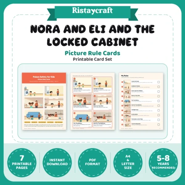 Poison Safety for Kids Picture Rule Cards | Printable Visual Sequence Cards for Kids Ages 5–8 | Safety Rules Companion