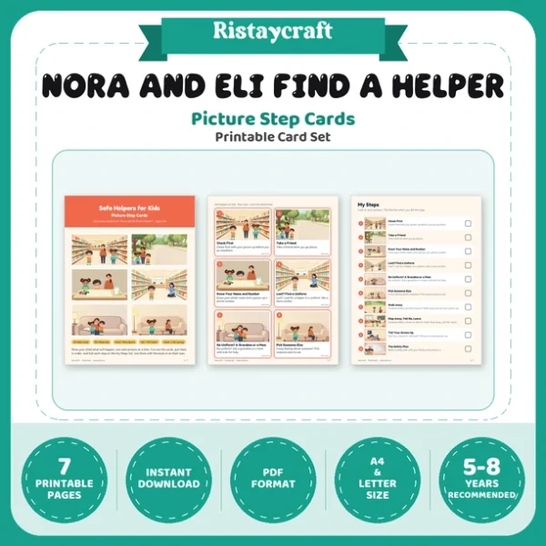 Safe Helpers for Kids Picture Step Cards | Printable Visual Sequence Cards for Kids Ages 5–8 | Safety Rules Companion