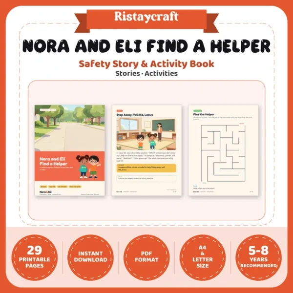 Stranger Safety for Kids Printable | 29-Page Lost Child and Safe Helpers Workbook Ages 5–8 | Check First Stories Activities