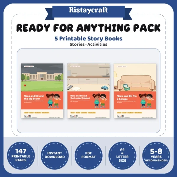 5 Kids Safety Printable Books Bundle | Ready for Anything Pack Ages 5–8 | Stories Activities | Instant Download