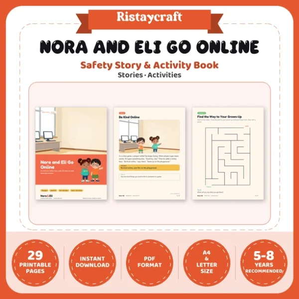 Internet Safety for Kids Printable | 29-Page Online Safety Workbook Ages 5–8 | Digital Citizenship Stories Activities