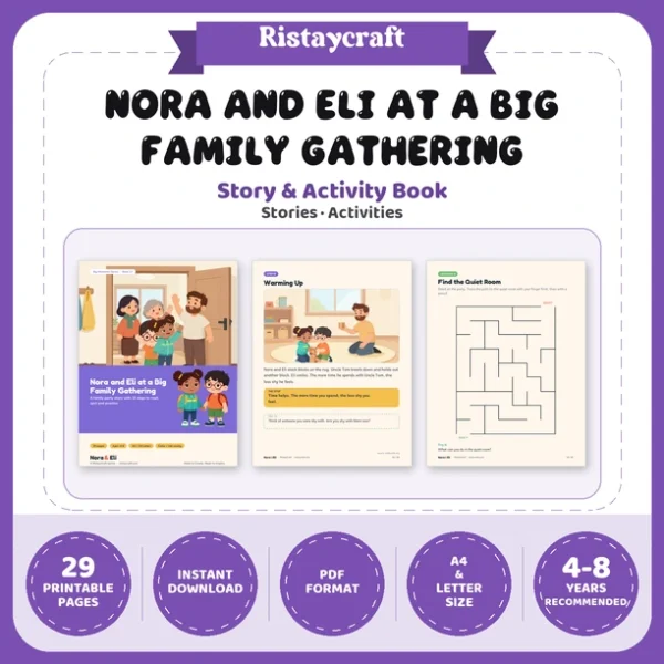 Big Family Gatherings Social Narrative for Kids | 29-Page Printable Big Moment Story Ages 4–8 | Family Party Shy Feelings Activities