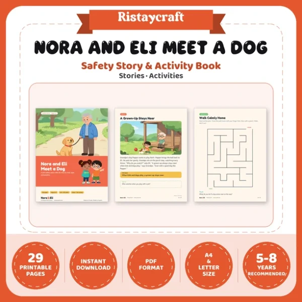 Dog Safety for Kids Printable | 29-Page Pet and Animal Safety Workbook Ages 5–8 | Dog Bite Prevention Stories Activities