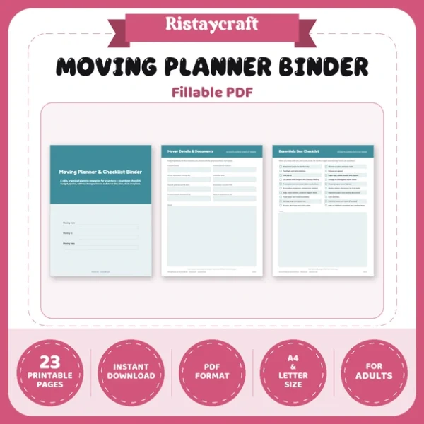 Moving Planner Binder Printable | Moving Checklist, Box Inventory, Budget & Address Change List | Instant Download PDF