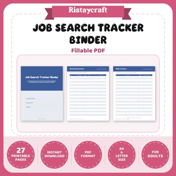 Job Search Tracker Binder Printable | Job Application Tracker, Interview Log, Networking & Offer Comparison | Instant Download PDF