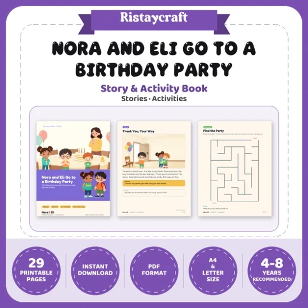 Going to a Birthday Party Social Narrative for Kids | 29-Page Printable Big Moment Story Ages 4–8 | Party Prep Story Activities