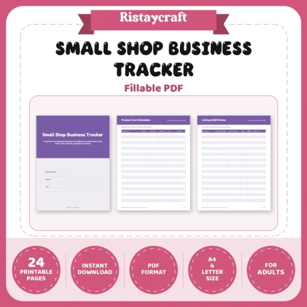 Small Shop Business Tracker Printable | Online Seller Planner | Sales, Orders, Expense, Inventory Log | Handmade Business Binder PDF