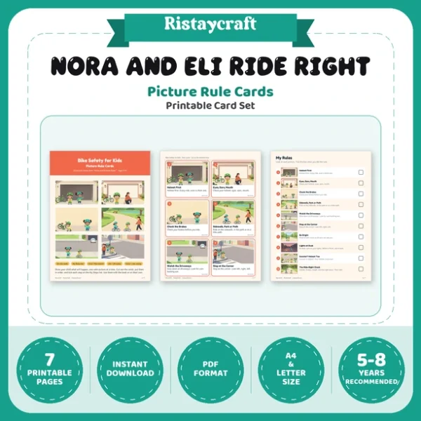 Bike Safety for Kids Picture Rule Cards | Printable Visual Sequence Cards for Kids Ages 5–8 | Safety Rules Companion