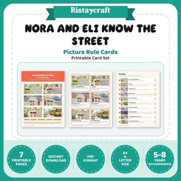 Street Safety for Kids Picture Rule Cards | Printable Visual Sequence Cards for Kids Ages 5–8 | Safety Rules Companion