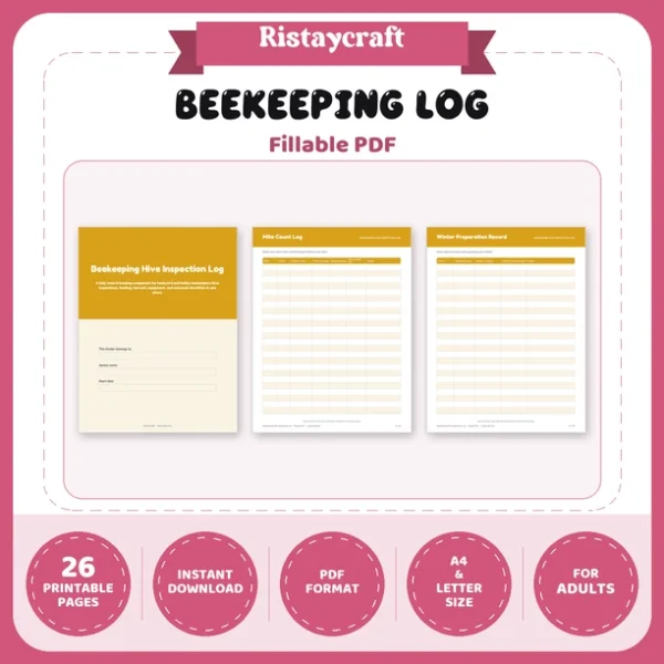 Beekeeping Log Printable | Hive Inspection Sheets | Apiary Record Keeping PDF | Honey Harvest Tracker | Beekeeper Binder Instant Download