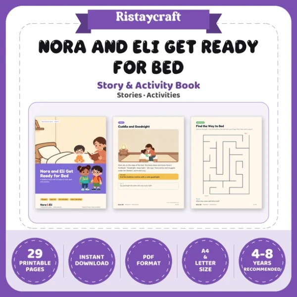 Bedtime Routine Social Narrative for Kids | 29-Page Printable Big Moment Story Ages 4-8 | Sleep Habits Activities