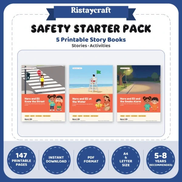 5 Kids Safety Printable Books Bundle | Safety Starter Pack Ages 5–8 | Stories Activities | Instant Download