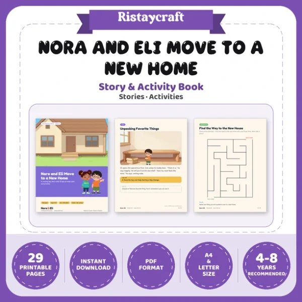 Moving to a New Home Social Narrative for Kids | 29-Page Printable Big Moment Story Ages 4-8 | Moving Day Packing Activities