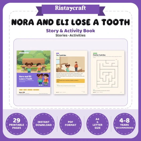 Losing a Baby Tooth Social Narrative for Kids | 29-Page Printable Big Moment Story Ages 4–8 | Wiggly Tooth Story Activities