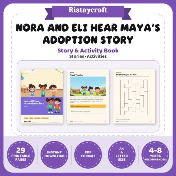 Adoption Family Story Social Narrative for Kids | 29-Page Printable Big Moment Story Ages 4–8 | Birth Parents Family Day Activities