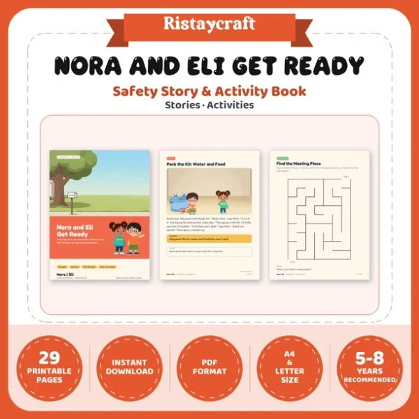 Earthquake and Emergency Preparedness for Kids Printable | 29-Page Drop Cover Hold On Workbook Ages 5–8 | Stories Activities