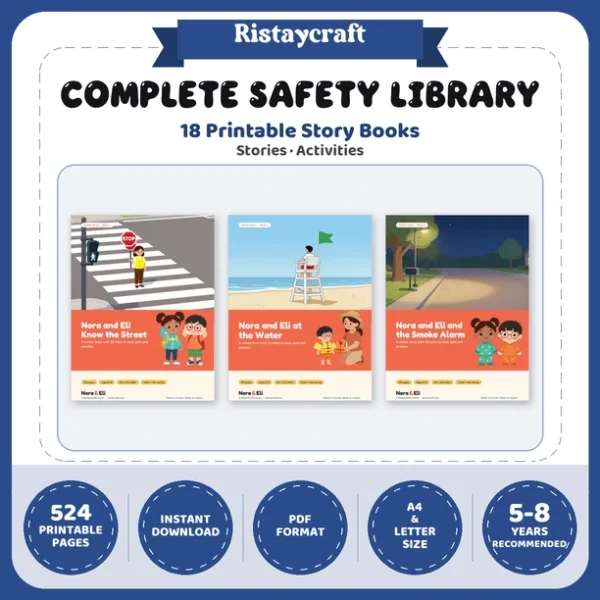 18 Kids Safety Printable Books Bundle | Complete Safety Library Ages 5–8 | Stories Activities | Instant Download