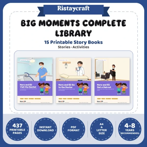 15 Social Narrative Books Bundle for Kids | Big Moments Complete Library Ages 4–8 | Printable Big Moment Stories Activities